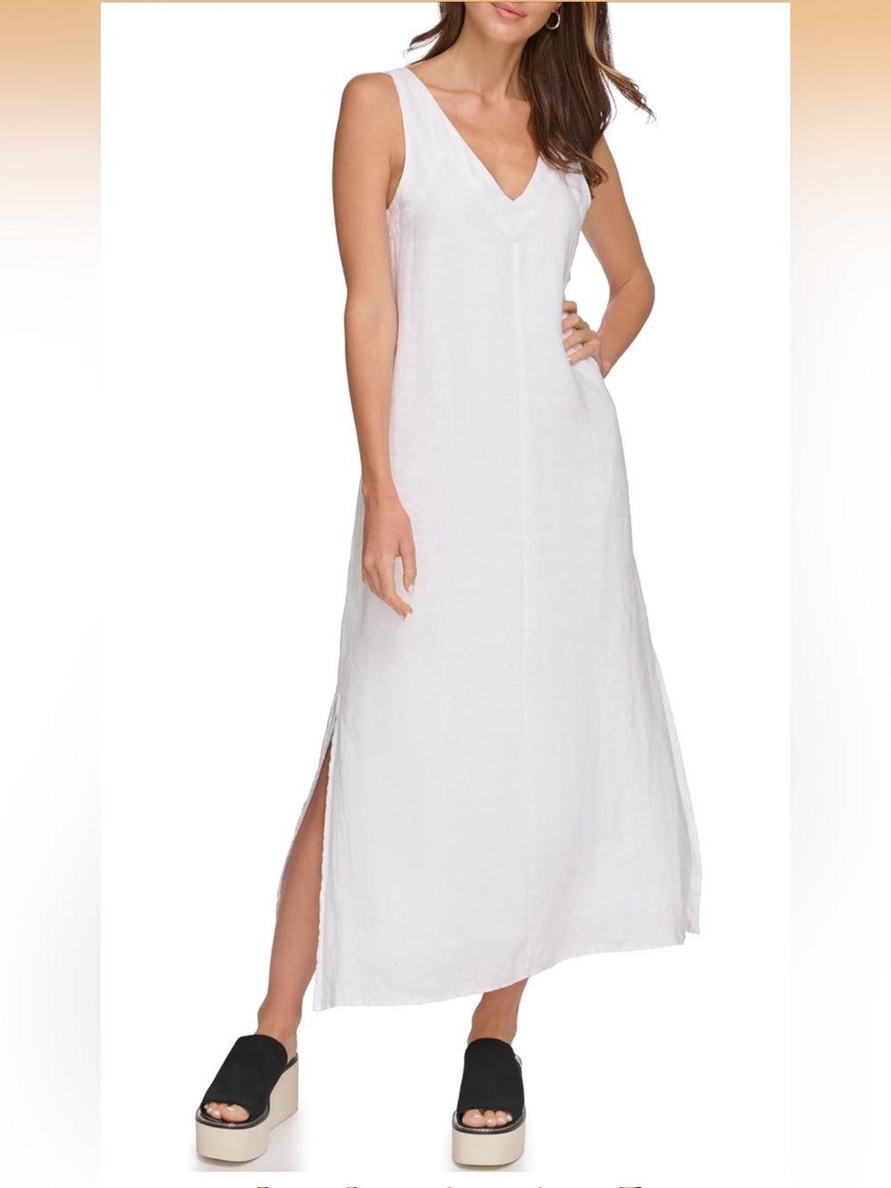 DKNY Women's Lightweight Linen Maxi Dress